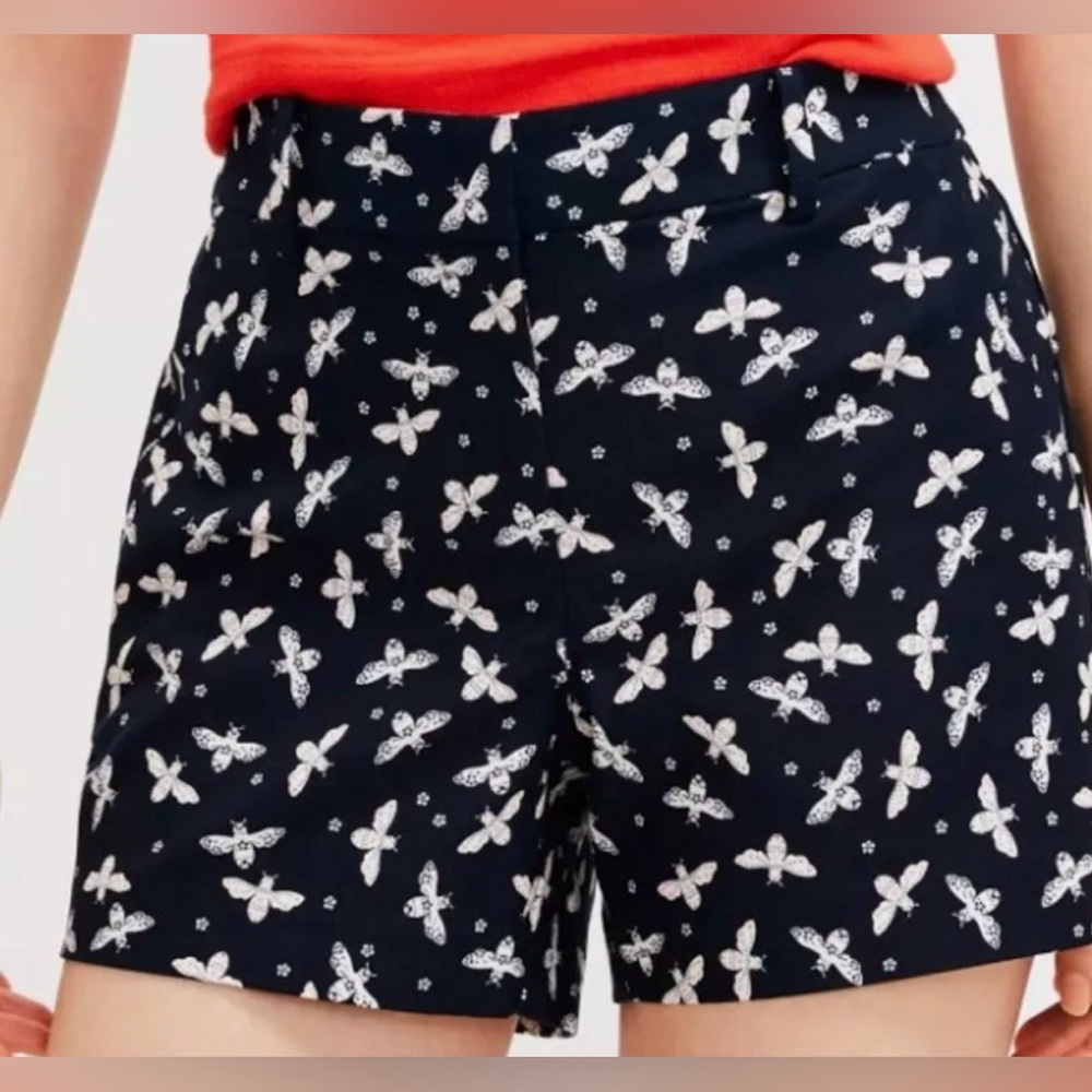 Loft Curvy Riviera Shorts Navy Bee Print Sz 14. NWT